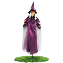BNNG Halloween Hanging Witch Decorations Outdoor, Flying Ghost Decor 70 Inch Life Size Sound Activated Light Up Eyes Party Supplies for Garden Haunted House Front Porch Door Scary Modern