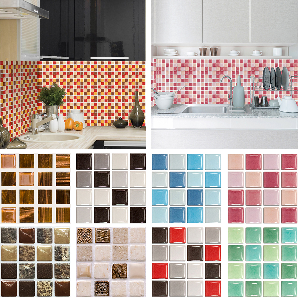 Kitchen Tile Stickers Bathroom 3D Mosaic Self-adhesive Wall Cover Decal Sticker