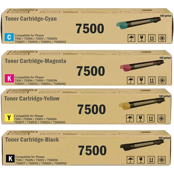 High Yield Phaser 7500 Toner Cartridge 106R01439 106R01438 106R01437 106R01436 Replacement for Xerox Phaser 7500 7500N 7500V 7500DN 7500DT 7500YD 7500DX 7500DNZ Printer(4-Pack)