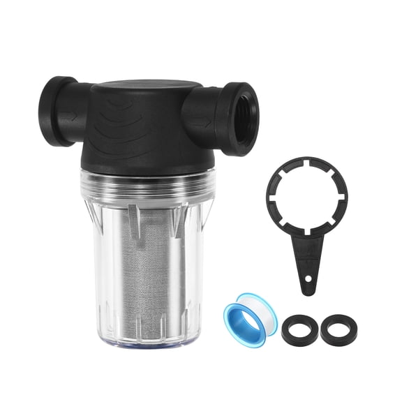 Uxcell Water Pump Strainer with 250 Mesh Stainless Steel Filter Screen, 1/2" Inch Female NPT In-line Strainer [Black]