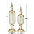 thumbnail image 3 of CosmoLiving by Cosmopolitan 22", 19"H Gold Metal Decorative Jars with Finial Lids and Iridescent Glass, 2-Pieces, 3 of 11