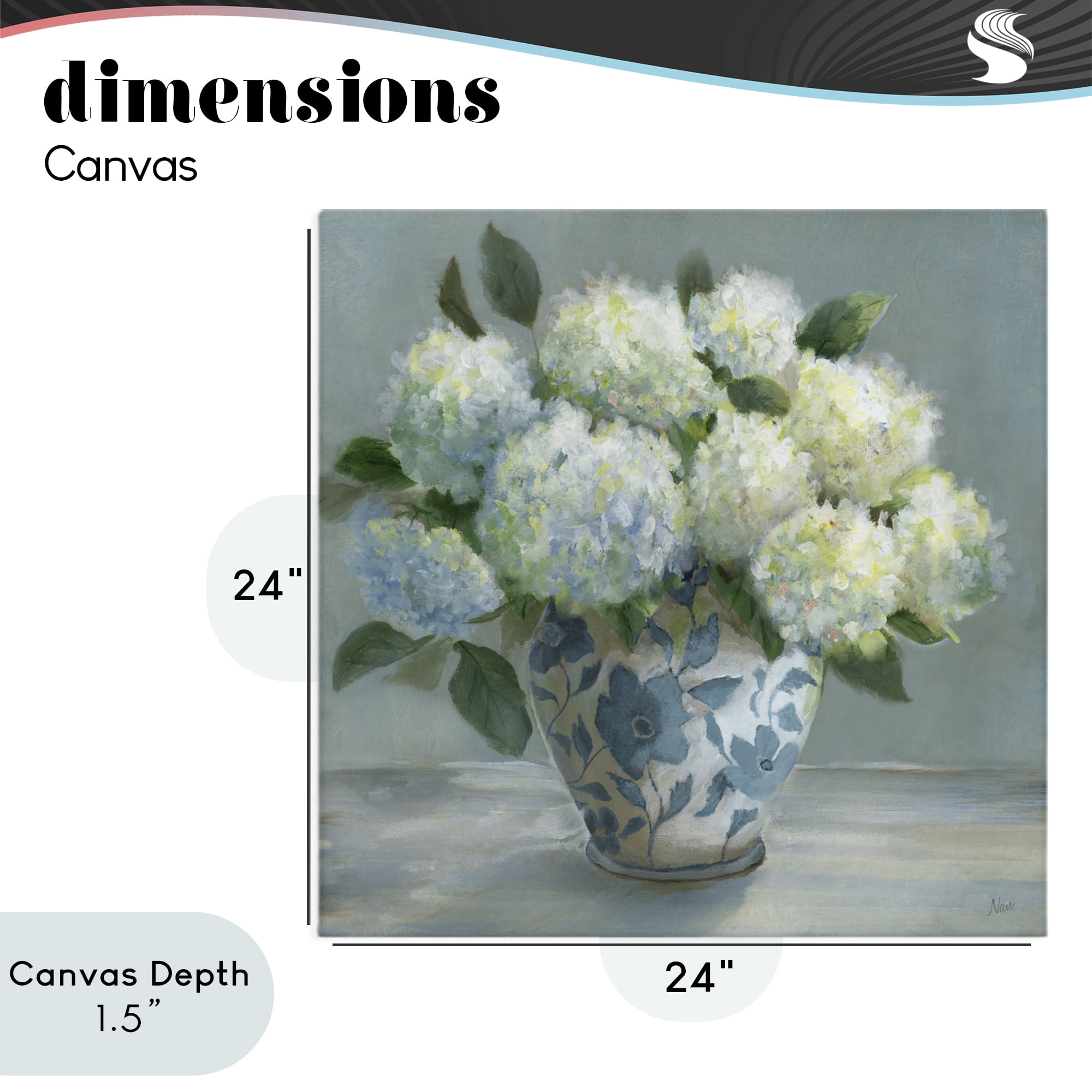 Stupell Industries Hydrangeas in Elegant Vase Canvas Wall Art, design by Nan