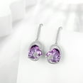 thumbnail image 6 of Juwaliy 925 Sterling Silver Earrings Women Heart February Birthstone Hook Dangle Earring Amethyst Purple Rose Jewelry Mother Valentine's Day Gift, 6 of 9