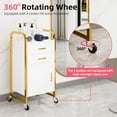 thumbnail image 4 of White and Gold Salon Rolling Cart with Wheels, Mobile Beauty Trolley with 2 Drawers, Salon Station with Storage Cabinet for Hair Stylist, Rolling Beauty Station for Barbershop, Spa & Tattoo, 4 of 7