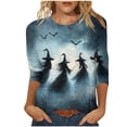 thumbnail image 2 of Jsaierl Halloween Shirts for Women Plus Size Witch Graphic Tees Vintage Loose Fit Crewneck T-Shirts 3/4 Sleeve Holiday Blouse Tops Halloween Clothes,Sizes S-5XL, 2 of 5