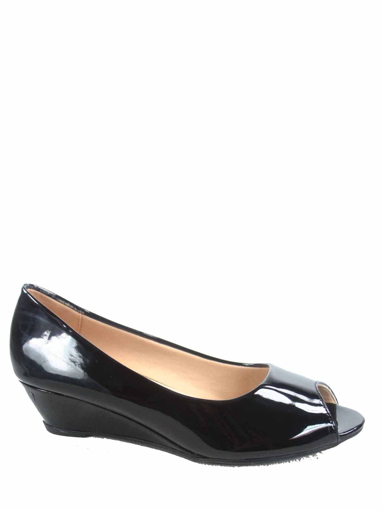 Open Peep Toe Low Wedge Heel Pump Shoes 