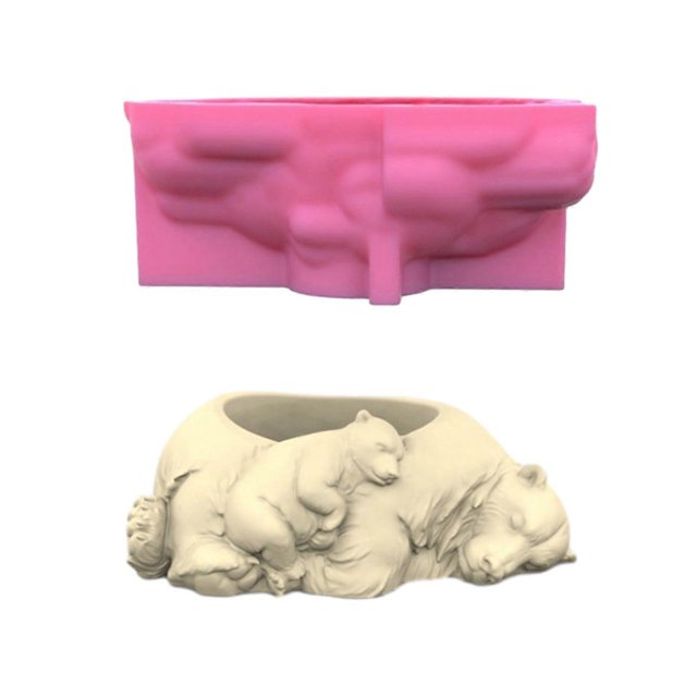 Concrete Mould Hand-Making Plant Pot Mold Cute Sleeping Animal Shaped Hand-making Silicone Moulds for Succulent Planter