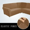 thumbnail image 3 of JIAN YA NA 3 Piece L Shape Velvet Stretch Sofa Cover Corner Sectional Couch Protector(7 Seater ,Leather Brown), 3 of 13