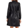 thumbnail image 3 of INSPIRE CHIC Faux Leather Long Jacket for Women's Lapel Slim Fit Long Sleeve Zip Coats, 3 of 6