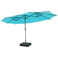 thumbnail image 2 of Gymax 15.4Ft Patio Double-Sided Solar LED Market Umbrella Crank 36 Lights Base Grey, 2 of 10