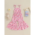 thumbnail image 6 of Suealasg Toddler Girls Easter Suspender Flared Pants 6M 12M 18M 2T 3T Kids Girl Sleeveless Halter Rabbit Print Bell Bottom Overalls Infant Baby Girl Spring Easter One Piece Jumpsuit, 6 of 9