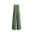 thumbnail image 6 of Womens Sleeveless Linen Jumpsuits Spaghetti Strap Wide Leg Jumpsuit Beach Vacation One Piece Overalls Green, L, 6 of 7