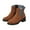Brown, variant on Women's Chelsea Ankle Boots Lug Sole Mid Heel Slip on Elastic Ankle Booties Leather Dress Shoes