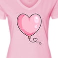 thumbnail image 4 of Inktastic Pink Balloon Heart Women's V-Neck T-Shirt, 4 of 5