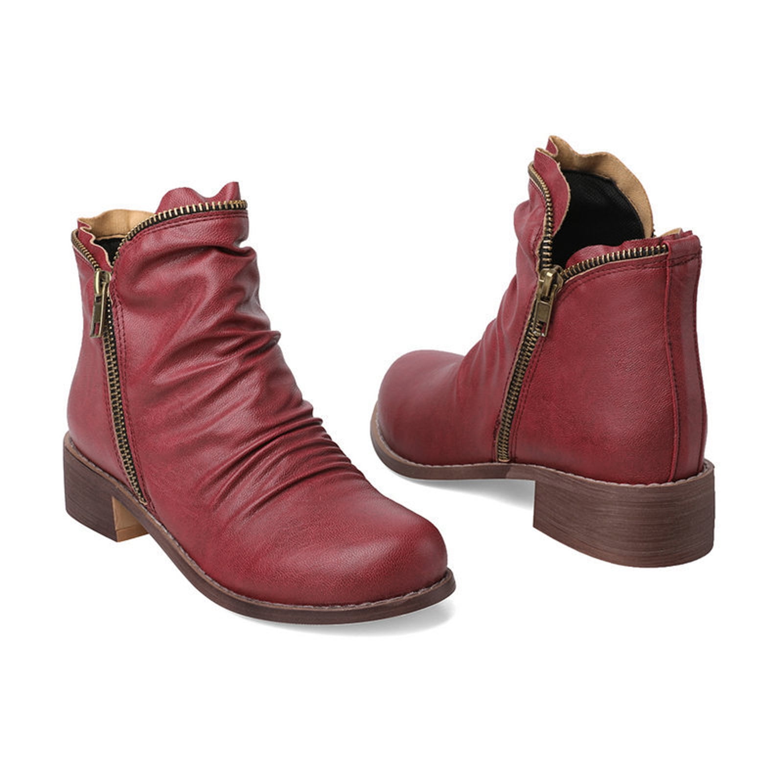 Drie Short Boots Womens Shoes Ankle Boots Retro Solid Color Low