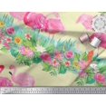 thumbnail image 3 of Soimoi White Viscose Chiffon Fabric Lotus & Flamingo Bird Printed Fabric 1 Yard 42 Inch Wide, 3 of 3