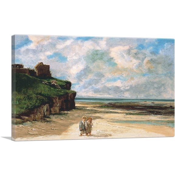 ARTCANVAS The Beach At Saint Aubin Sur Mer 1867 Canvas Art Print by Gustave Courbet - Size: 12" x 8" (0.75" Deep)