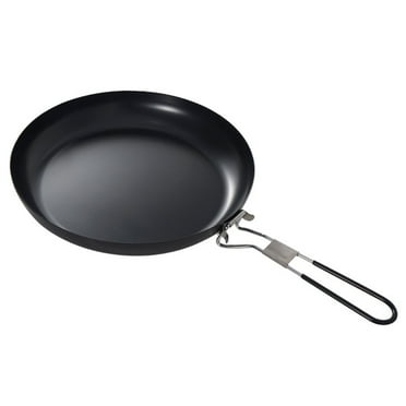 9 Inch Cast Iron Grill Pan with Collapsible Handle Non Stick Camping Frying Pan