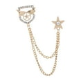 thumbnail image 2 of Men Brooch Suit Pin Metal Tie Clips Hat Scarf Tie Pins Chain Tassel with Rhinestone Exquisite Accessory Handmade Aureate, 2 of 10