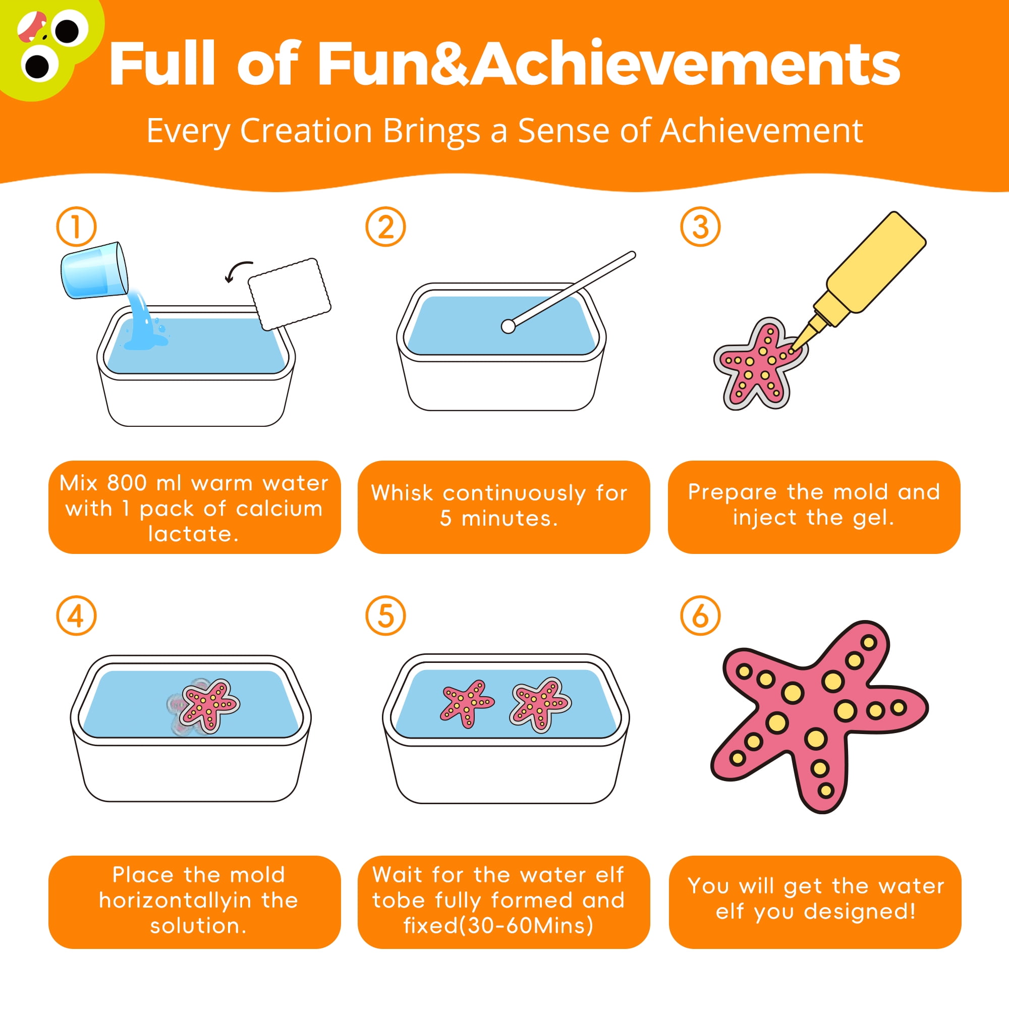 Magic Water Elf Toy Kit, Squishy Maker Kit with 20 Gels & 10 Molds, Make Your Own Squishies, Elf Magic Squishy Maker, DIY STEM Craft Kits, for Boys and Girls Ages 3+