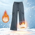 thumbnail image 4 of Hilenly Plus Size Cargo Pants Women Baggy Wide Leg Fleece Lined Pants Drawstring Waisted Y2k Low Rise Flare Pants with Pockets, 4 of 6