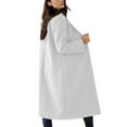 thumbnail image 2 of Gomelly Women Outwear Solid Color Jacket Mid Long Length Overcoats Ladies Woolen Party Pea Coats Cardigan Trench Coat White XL, 2 of 3