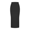 thumbnail image 3 of Tennis Skirts for Women Summer Skirt Classic Solid Color at the Waist with Slit Long Length for Daily Travel Black 3XL, 3 of 5