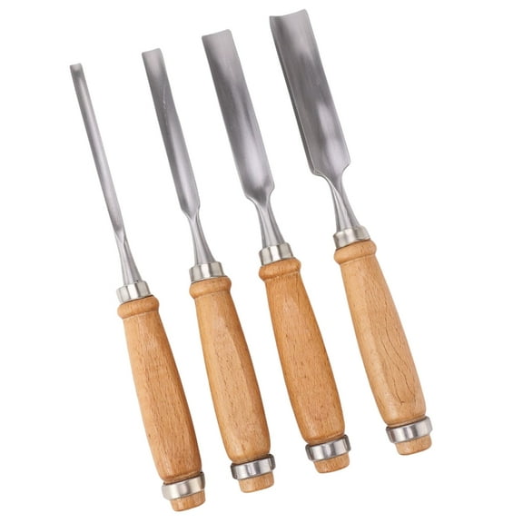4pc Carpenter Chisel Set Steel Cutter Sturdy Wooden Handle