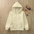 thumbnail image 4 of Girls Sweatshirts Fall Winter 7-8 Years Sweatshirt Color Solid Zip Jackets Long Hoodie Top Sleeve Up Girls Kids Boys Coat&jacket Clothes ,Beige, 4 of 6