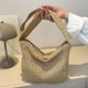 thumbnail image 5 of Bolso de playa de verano Bolso de hombro tejido a mano de moda para vacaciones junto al mar (caqui), 5 of 8