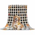 thumbnail image 2 of Thanksgiving Dog Throw Flannel Blanket 50x60In Fall Pumpkins Leaves Plaid Texture Super Soft Cozy Bed Blanket, Lightweight Plush Fuzzy Bed Throw for Bedroom Sofa Couch Living Room, 2 of 4