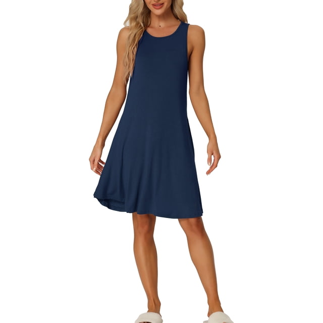 Camisón sin mangas para mujer INSPIRE CHIC, vestido casual con bolsillos, talla XL, color azul