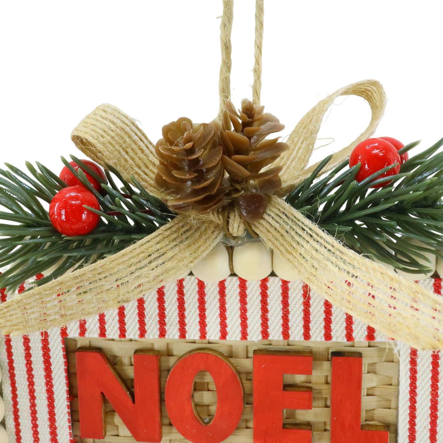 Holiday Time Ornement Cadre NOEL en Perles de Bois