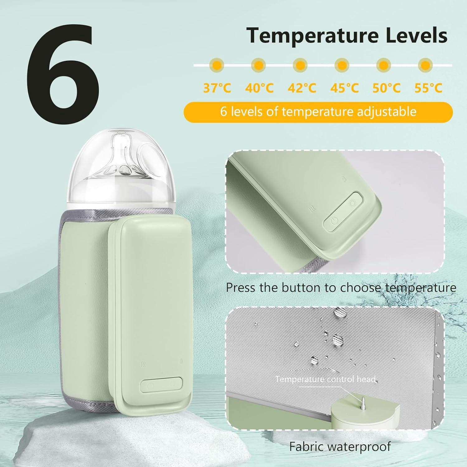 Wiher Portable Baby Bottle Warmer for Keeping Temperature, Portable Warmer with Light, Powered by USB Cable, Keeps Baby's Milk and Feeding Temperature, Car Bottle Warmer