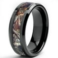 thumbnail image 2 of Tungsten Wedding Band Ring 8mm Men's Engagement Black & Forest Camo Woods, 2 of 4