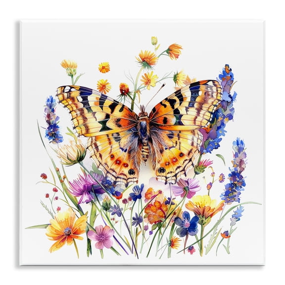 Stupell Industries Garden Flowers & Butterfly Insects Painting Unframed Art Print Wall Art, 12 x 12