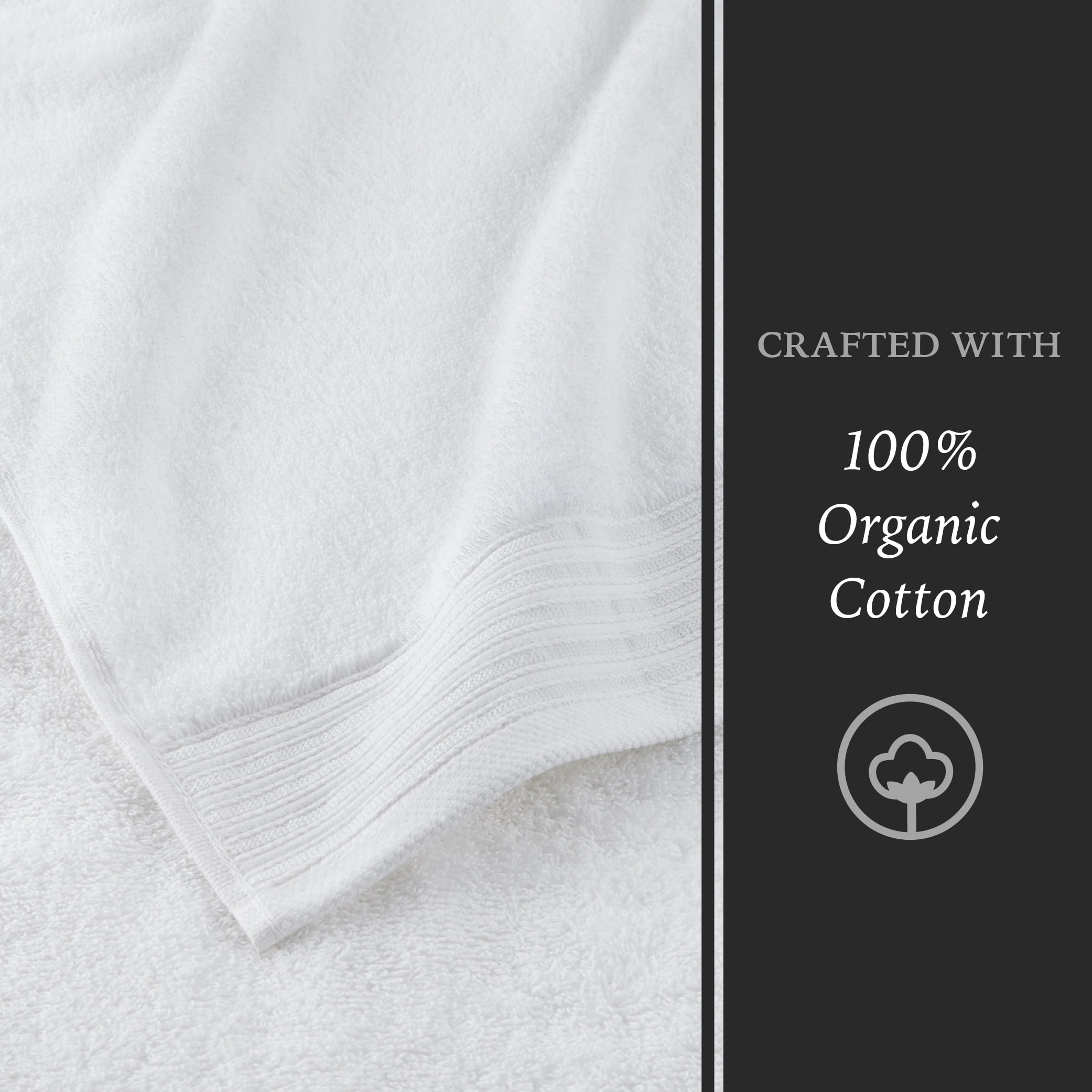 Hotel Style 100% Organic Cotton Luxury 6-Piece Towel Set, Arctic White