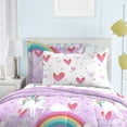 thumbnail image 2 of dream FACTORY Kids 7-Piece Complete Set Easy-Wash Super Soft Microfiber Comforter Bedding, Full, Purple Unicorn Rainbow, 2 of 4
