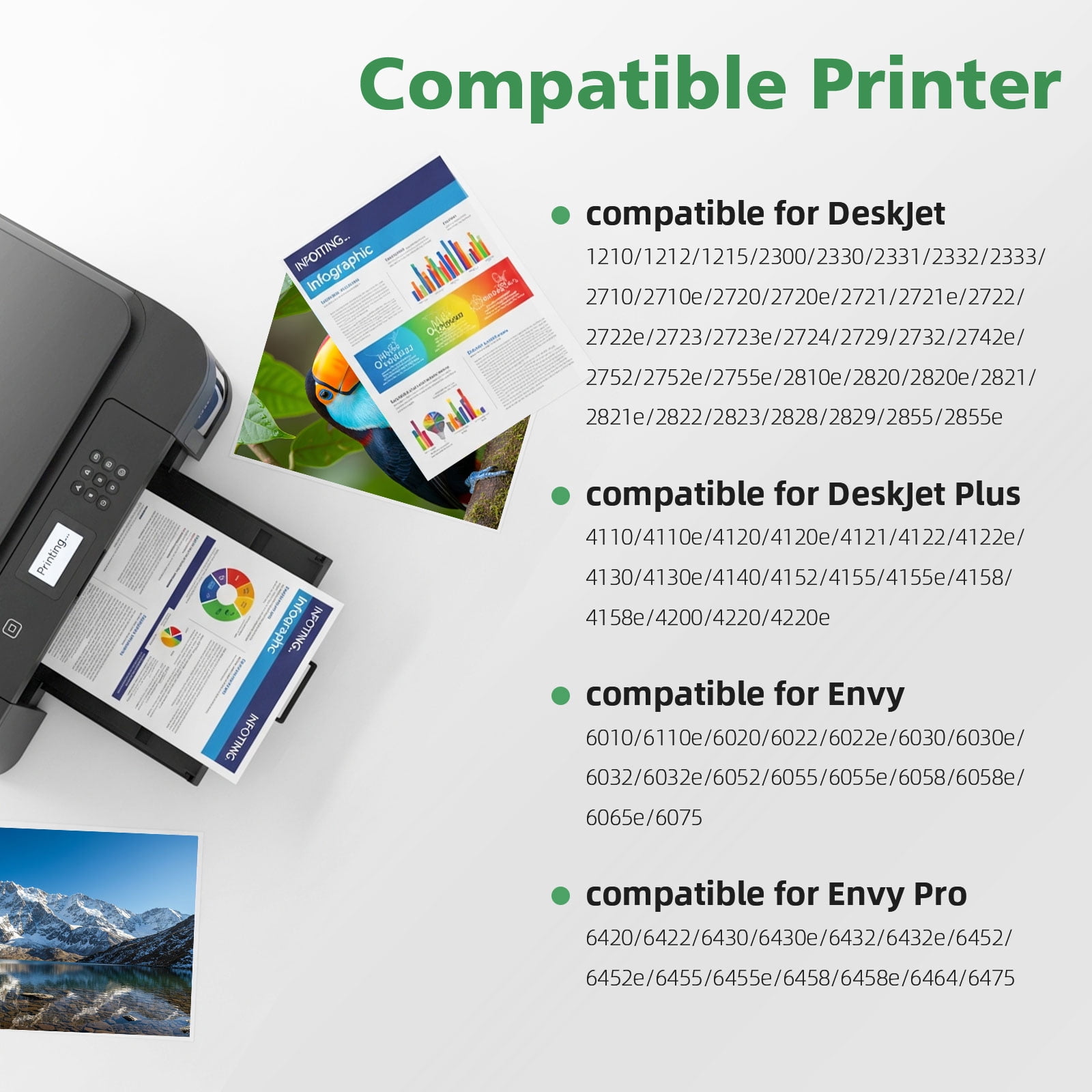 67XL Ink Cartridges Compatible for HP 67 Ink Cartridges bundle for DeskJet 2700e 2700 2855e 2755e 2755 4155e 4255e for Envy 6000 6055e 6400 Printer
