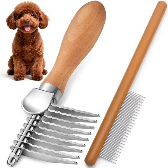 ACDANC Dematting Comb for Dogs, Dematting Tool for Dogs & Cats Serrated Matted Hair Removal Brush Easily Remove Knots, Mats and Tangles Designed for Wavy & Curly Coats