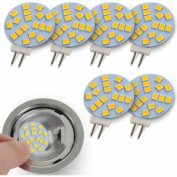 Lámparas LED redondas G4 de color blanco cálido, 2 W reemplaza la bombilla halógena de base de 20 W, 12 V CA/10-30 V CC, iluminante G4 para iluminación empotrada debajo del gabinete, 6 piezas
