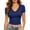 Dark Blue, variant on Women's V-Neck Short Sleeve Fitted T-Shirt,Everyday Casual Stretch Slim V Neck Tee, Women's Plus Beige,Size S-5XL