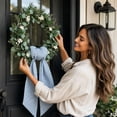 thumbnail image 4 of LIORAGLJ Checkered Wreath Sash Bow with Long Streamers Christmas Door Decor, 4 of 6