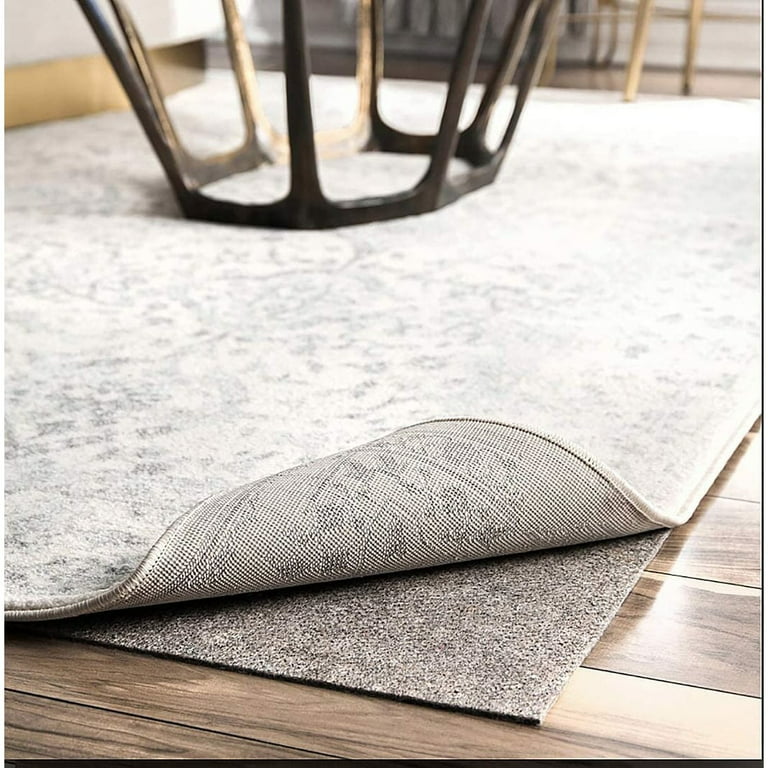 Non-slip Grey Noise Reducing Carpet Mat Rug Pad for Hard Floors 7' x 9' 6'  x 9', 6' Round/Square, 7' x 9' Rectangle