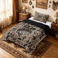 thumbnail image 3 of meiyoeat Rustic Outdoor Fishing Hunting Twin Comforter Sets for Men Boys, Forest Lake Wildlife Bedding Set, Olive Drab, Black Reversible, 2-Piece, 1 Comforter and 1 Pillowcase, 3 of 6