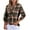 #0432-Brown, variant on Women's V Neck Plaid Long Sleeve Shirts Flannel Button Down Blouses Lightweight Casual Loose Fit Fall Outfits