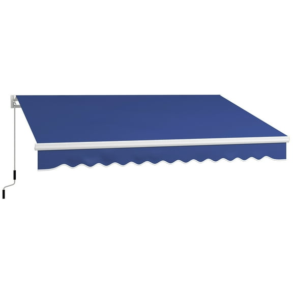 Homiyad Retractable Patio Awning 13x8 Ft UV-Resistant Cranking Sunshield in Midnight Blue | Aosom.com
