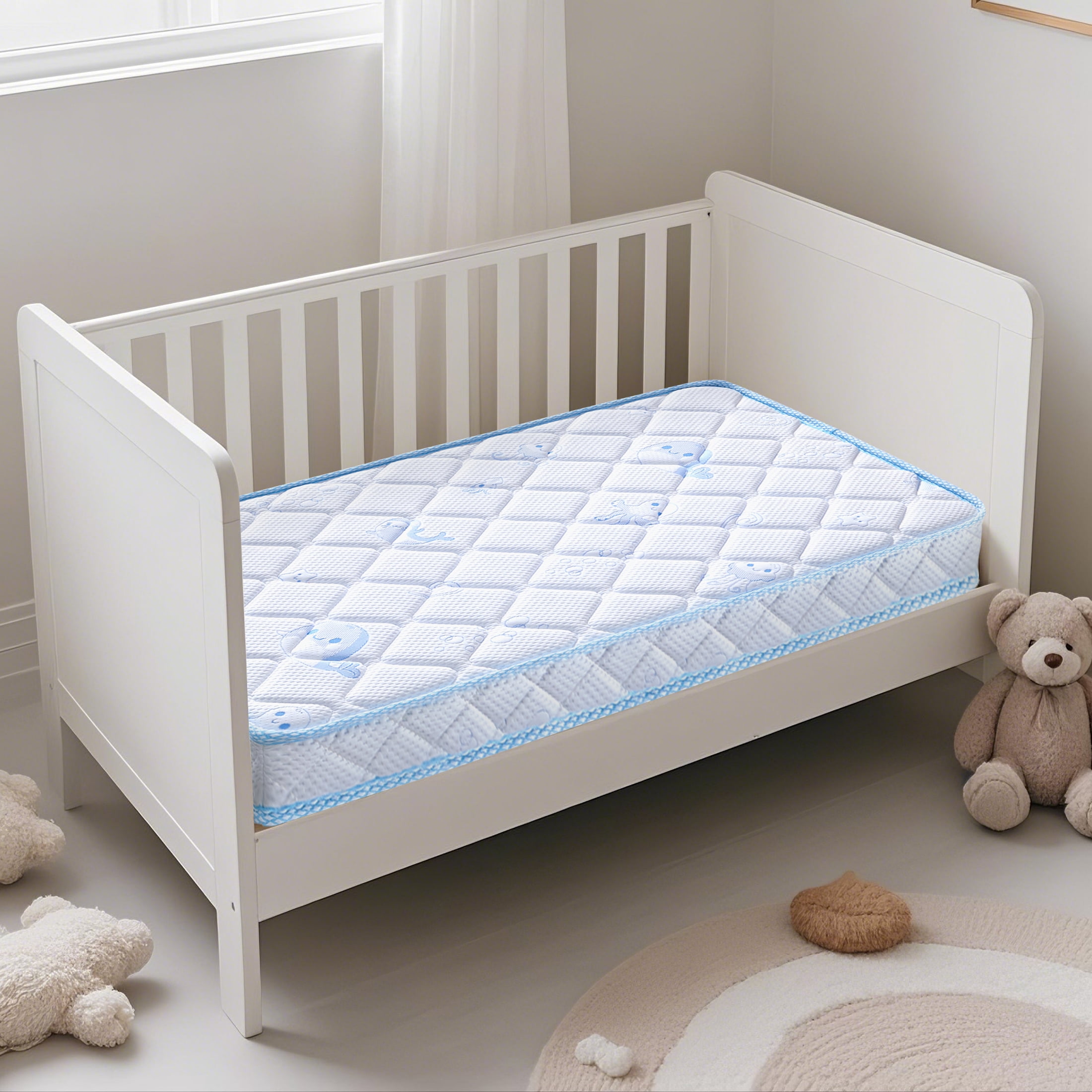 Ceekliybear Premium Foam Crib and Toddler Mattress,  Knitted Fabric and Firm Crib Mattress, Hypoallergenic Baby Mattresses 52"L x 27.6"W x 5"Th