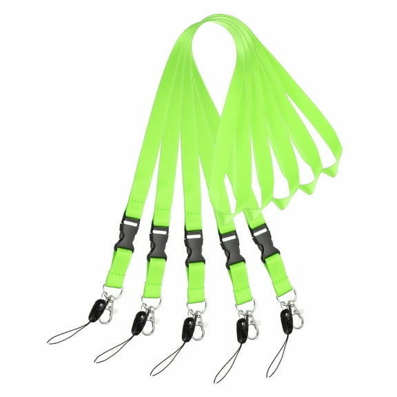 Uxcell 5 Pack Fluorescent Green Lanyards for Keys, Breakaway Lanyard for Men and ID Badges Holder