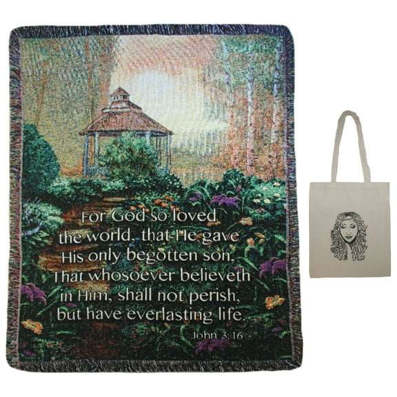 Gazebo John 3:16 Inspirational Throw Blanket 50" x 60"and Angel Tote